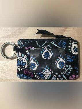 NEW, Vera Bradley Coin Purse Small Blue Floral, Card Holder, Keyring